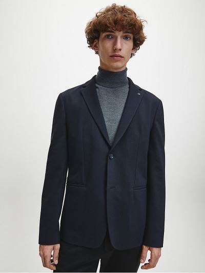 Calvin Klein Ruhák HU612501 | Calvin Klein Single-Breasted Milano Jersey Férfi Blézer Sötétkék